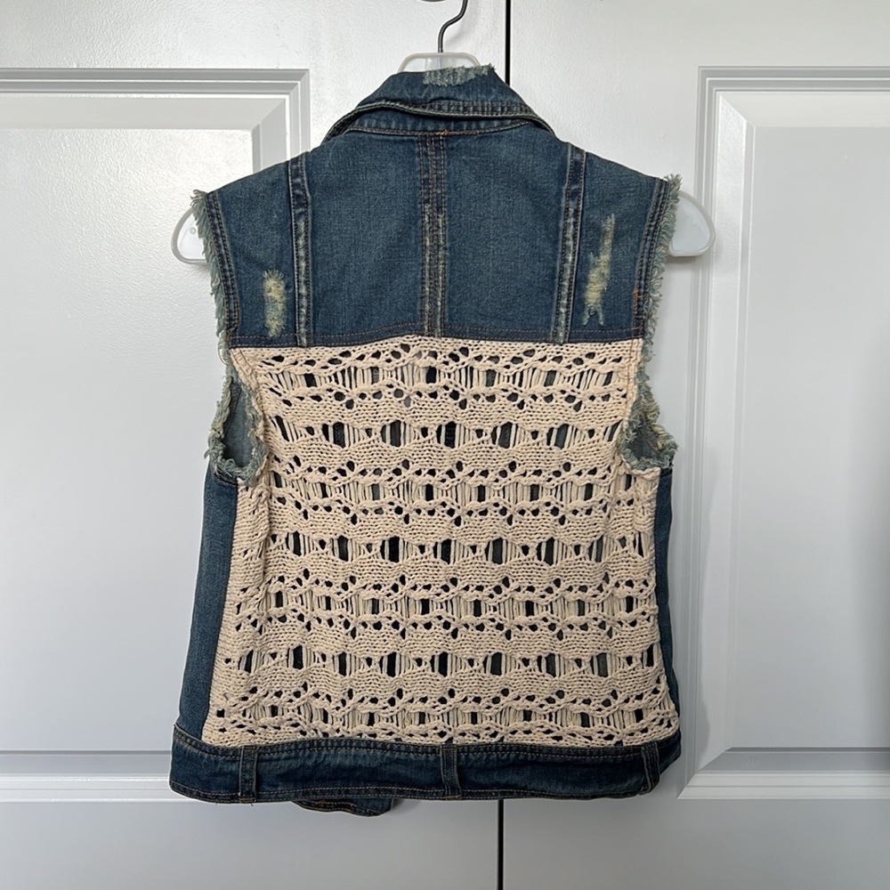 Free People Crochet Back Jean Vest
